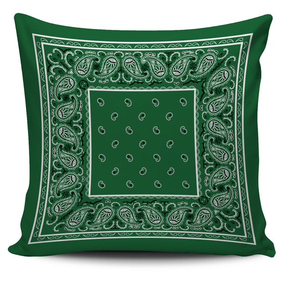 Classic Green Bandana Throw Pillow