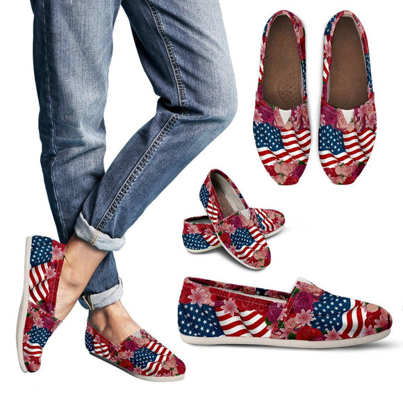 Florist & USA Flag Women's Casual Shoes - Value Basin