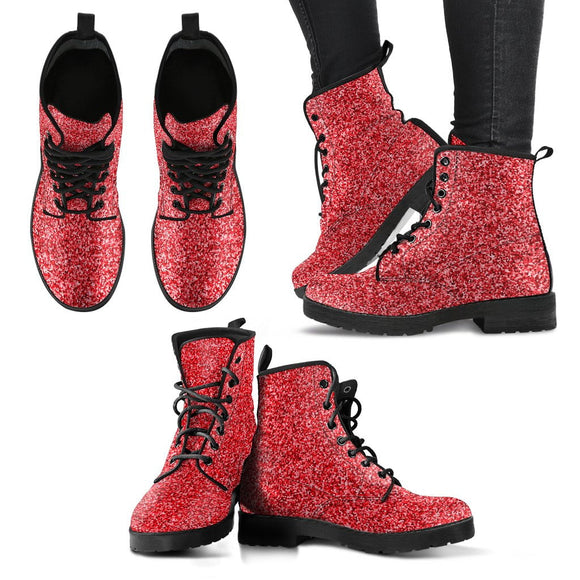 Metallic Effect in Red - Leather Boots for Women - Value Basin