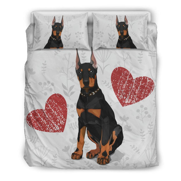 I Love Dobermans Bedding Set for Lovers of Doberman Dogs - Value Basin