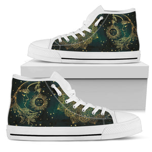 Sun & Moon Handcrafted White Sole High Top Shoes - Value Basin