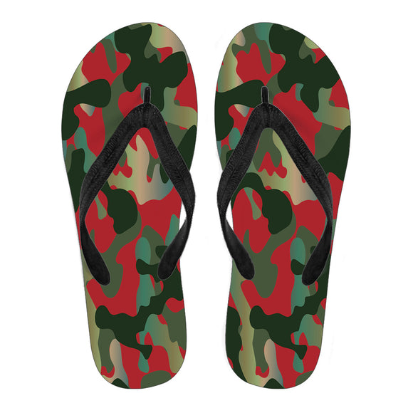 Red And Neon Camouflage Women's Flip Flops