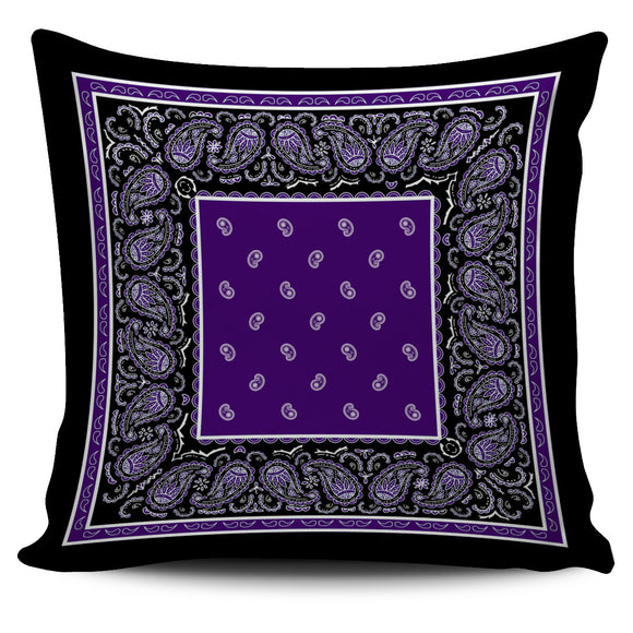 Purple and Black Bandana Pillow Cover