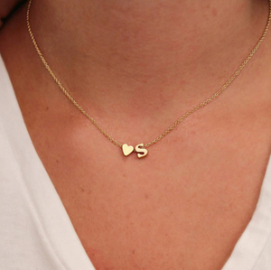 Tiny Heart Necklace With Initial For Women Gold / Silver