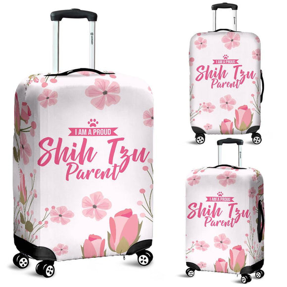 I am a proud Shih Tzu Parent Floral Luggage Cover - Value Basin
