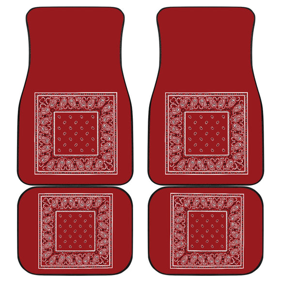 Quad Classic Red Bandana Car Floor Mats - Minimal