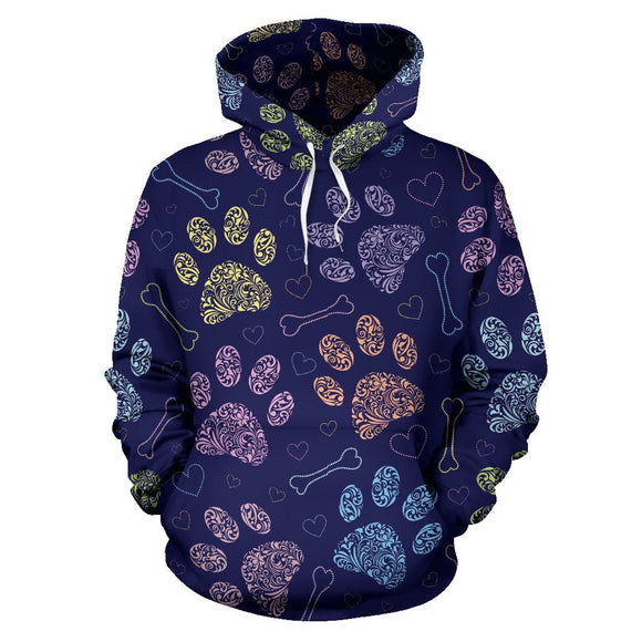 Paw prints all over print hoodie - Value Basin