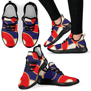 Red And Blue Chain Mesh Knit Sneakers