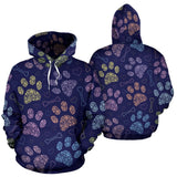 Paw prints all over print hoodie - Value Basin